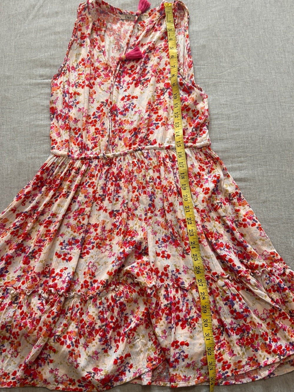 Dex Floral Mini Dress Size M Boho Cottagecore Summer Dress - Picture 8 of 9